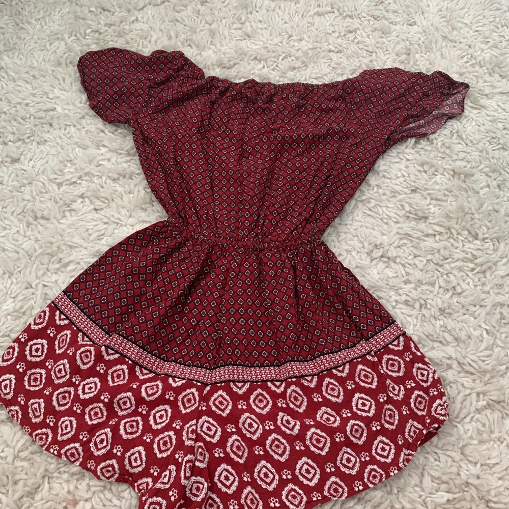 Red/Patterned Romper - Picture 3 of 4